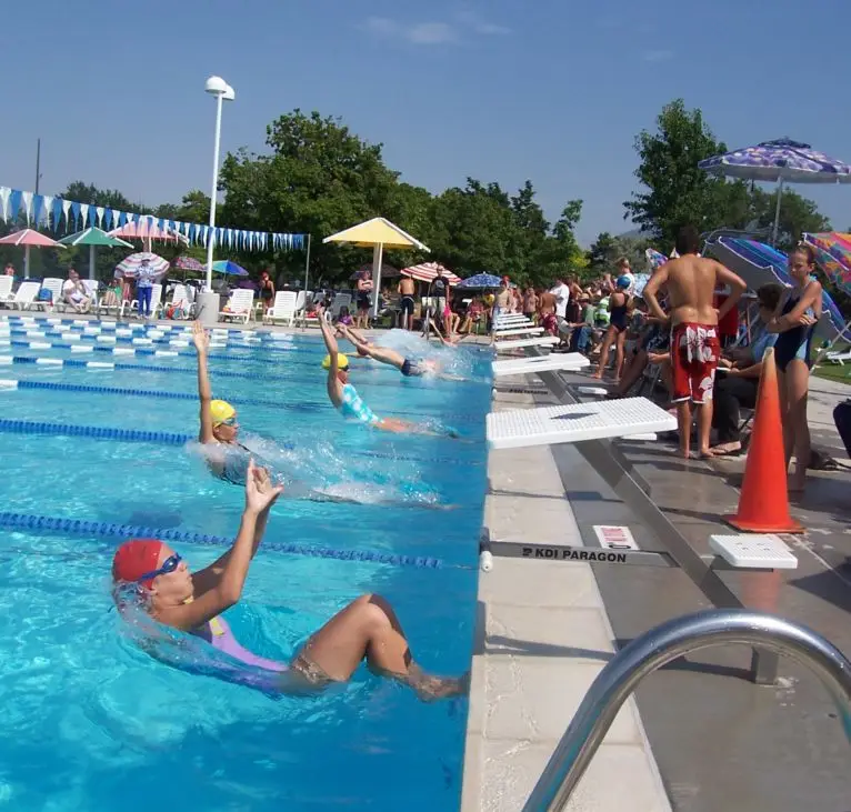 People swimming at the pool.