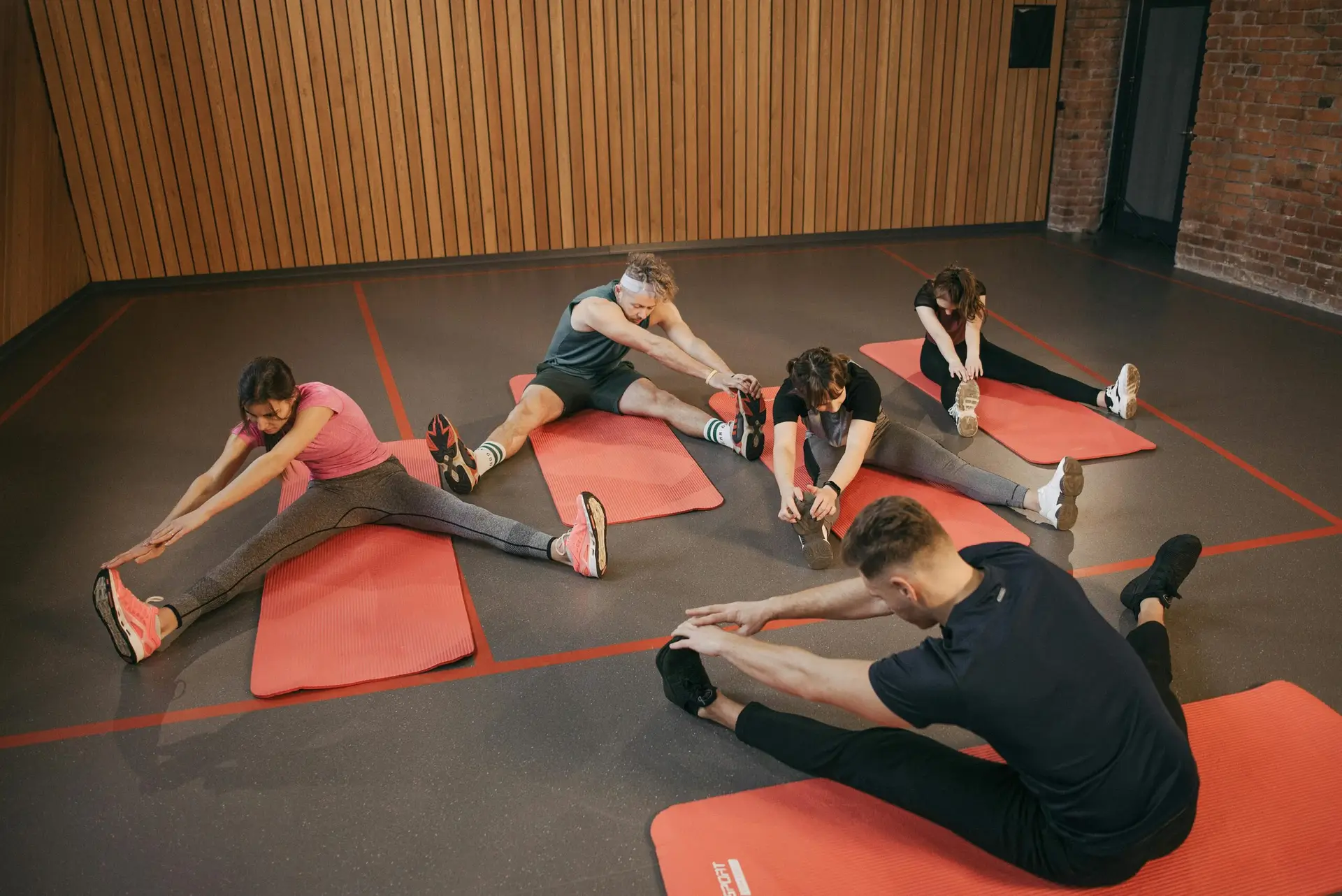 Group fitness class in session.