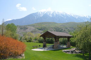 Pavillion with cliff view at Mt. Timpanogos Park.