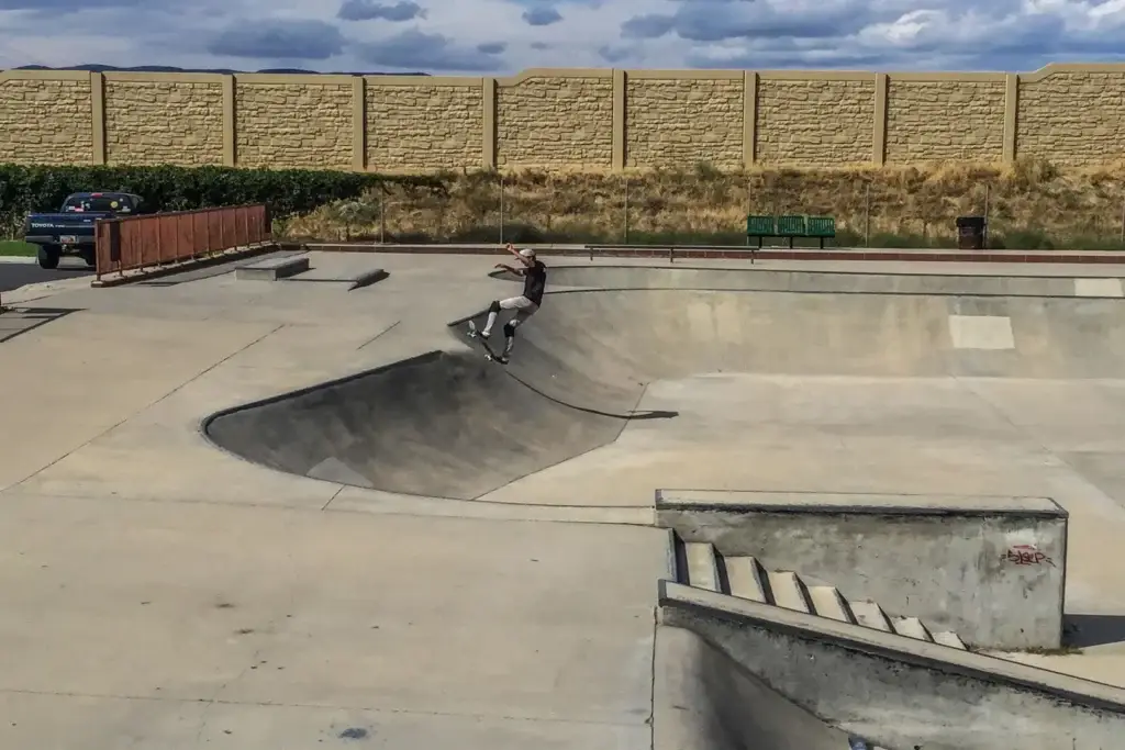 Someone skating at the Orem Skate park.